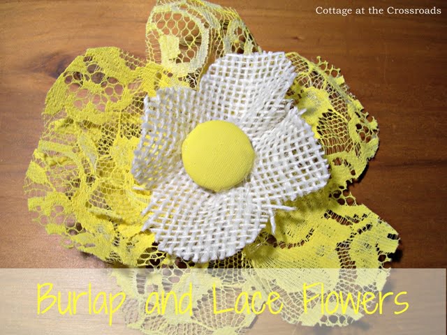 Burlap and lace flowers with title1