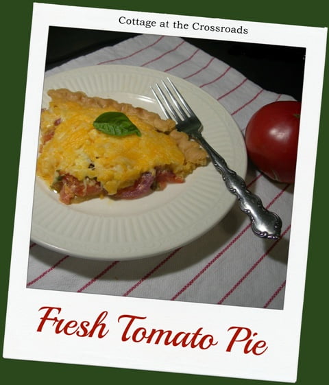 Tomato pie with label