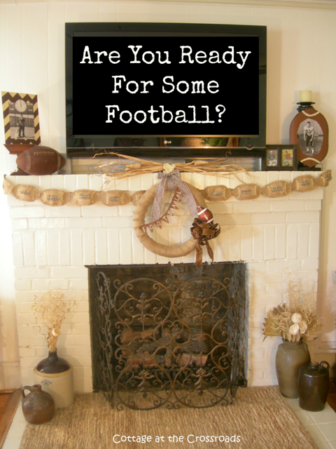 Football mantel with label