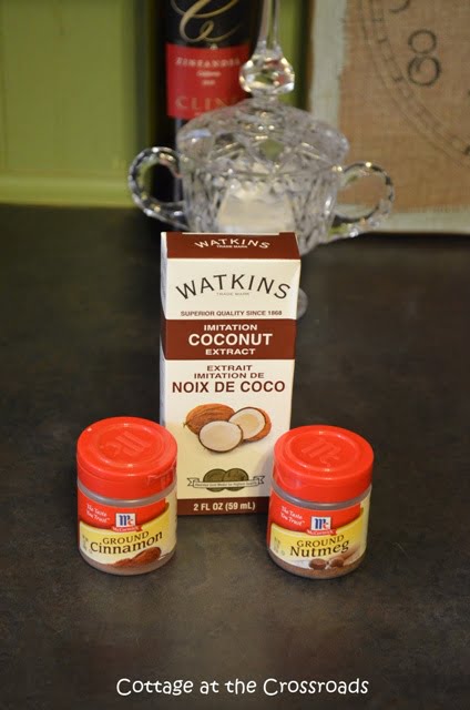 Coconut flavoring, nutmeg, and cinnamon