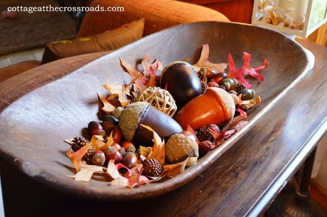 Dough tray filled with acorns