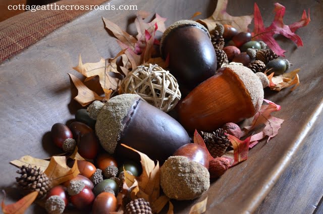 Dough tray filled with acorns