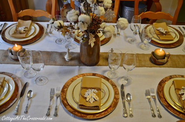 Cotton centerpiece on table