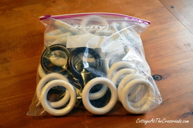 Bag of wooden curtain rings