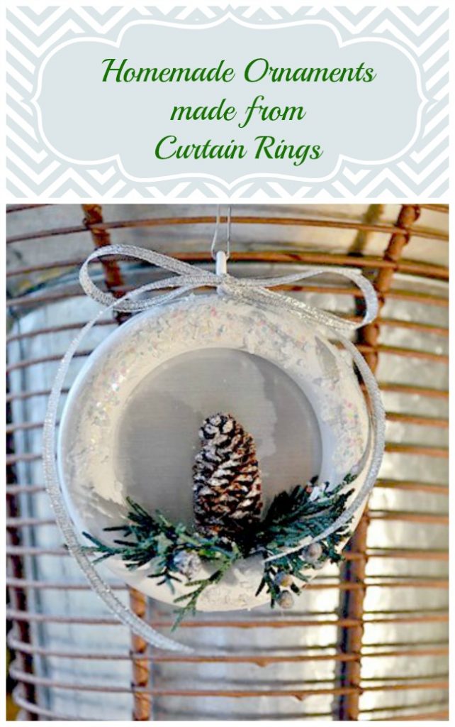 Homemade ornaments made from wooden curtain rings