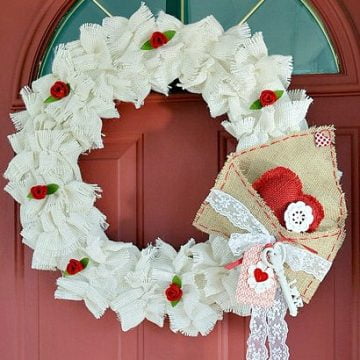 Ruffled burlap valentine's day wreath