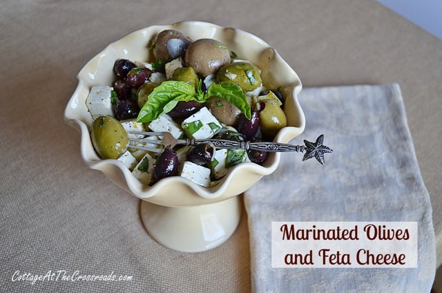 Marinated olives and feta cheese