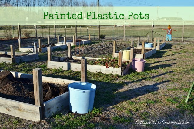 Painted plastic pots