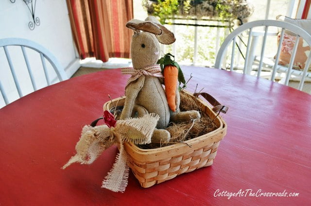 Burlap bunny in a basket