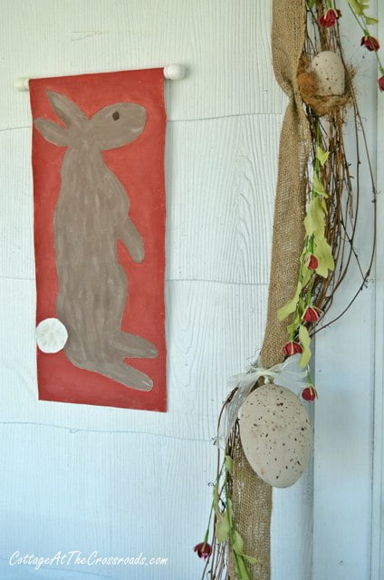 Painted Bunnies and Eggs on the Porch