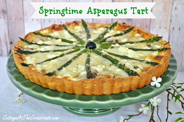 Springtime asparagus tart from cottage at the crossroads