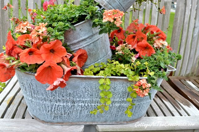 Topsy turvy galvanized buckets