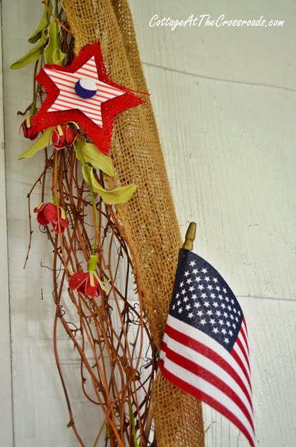 Flag American Fourth of July Independence Day Mesh Door Wreath