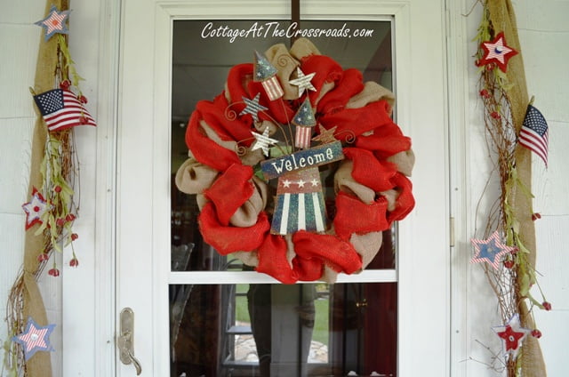 Fourth of july burlap wreath