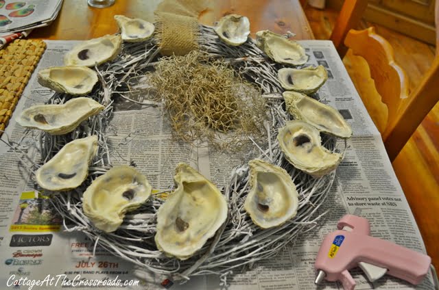 Oyster shell mantel display