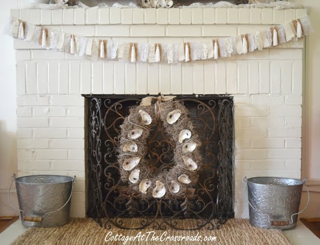 Oyster shell mantel display