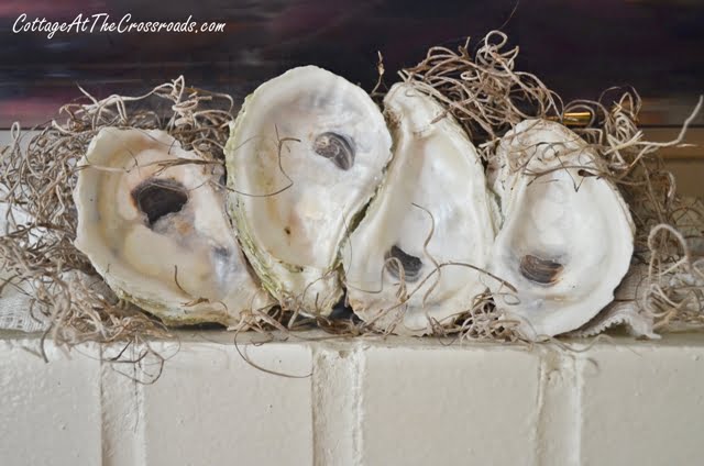 Oyster Shell Mantel Display - Cottage at the Crossroads