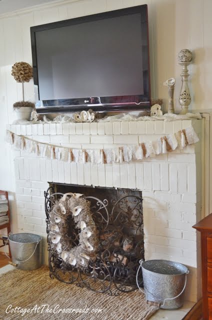 Oyster shell mantel display
