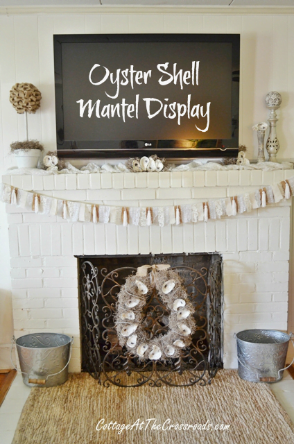 Oyster Shell Mantel Display - Cottage at the Crossroads