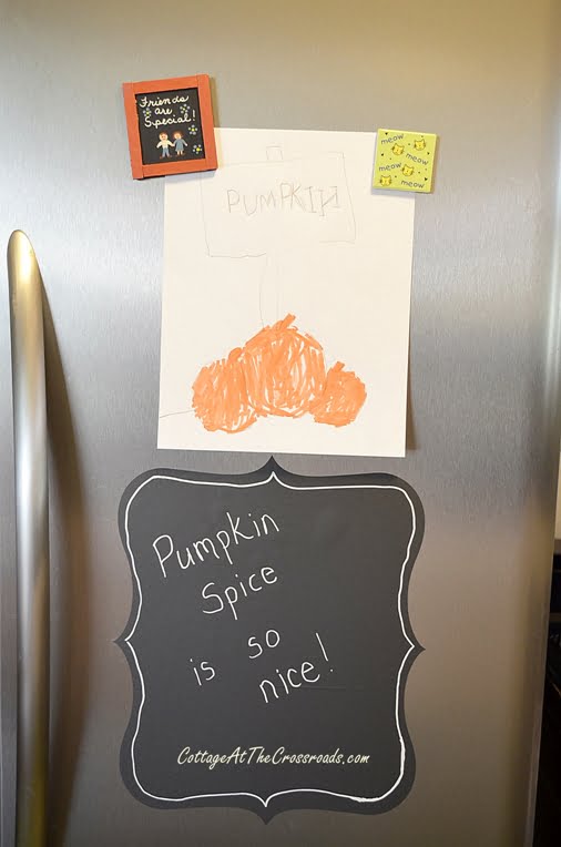 Vinyl chalkboard on refrigerator