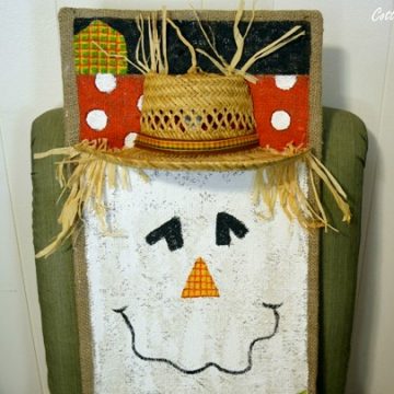 Scarecrow painted on burlap