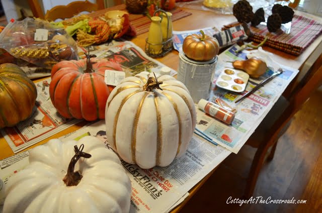 Painting cheap plastic pumpkins