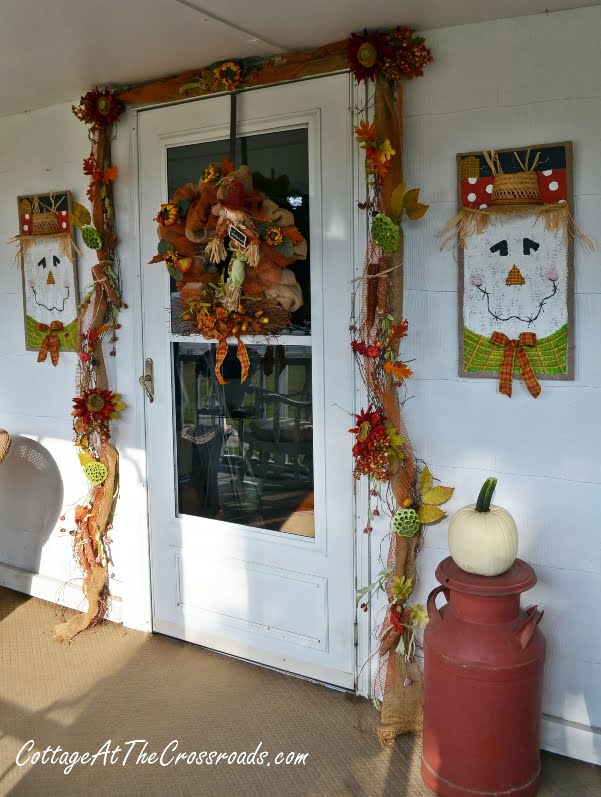 Scarecrows on our fall porch