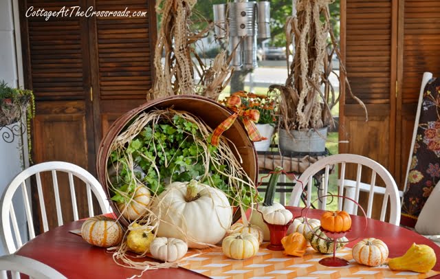 Scarecrows on our fall porch