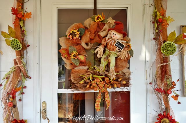 Scarecrows on our fall porch