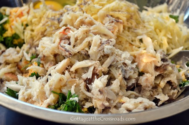 Crab and pimiento cheese stuffed mushrooms