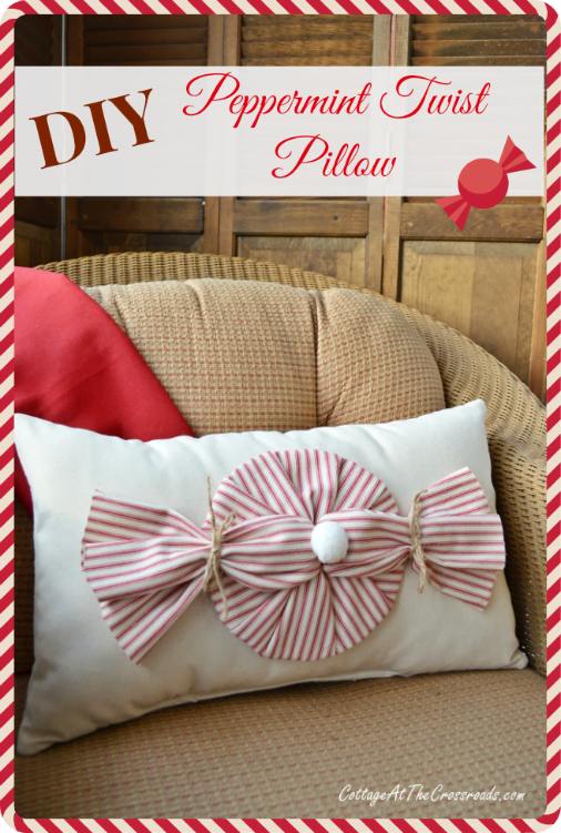 Red ticking peppermint twist pillow