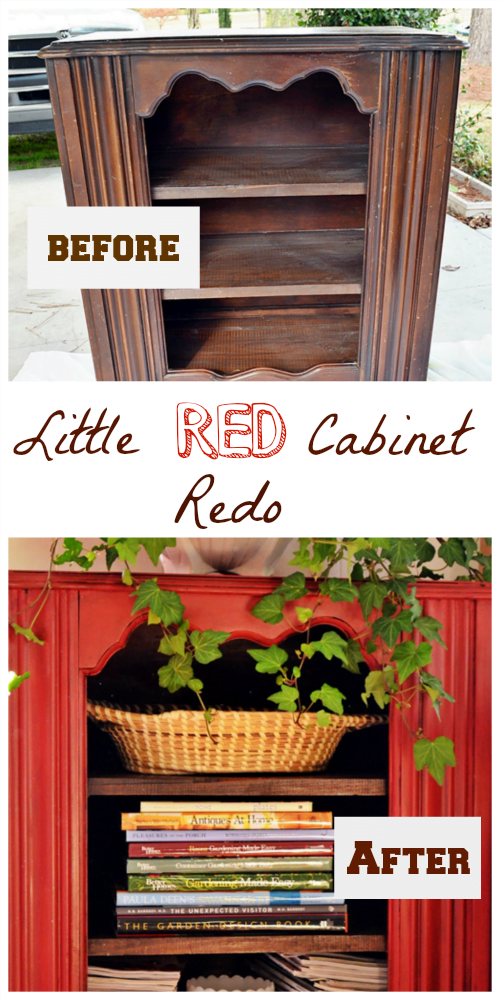 Little red cabinet redo from cottage at the crossroads