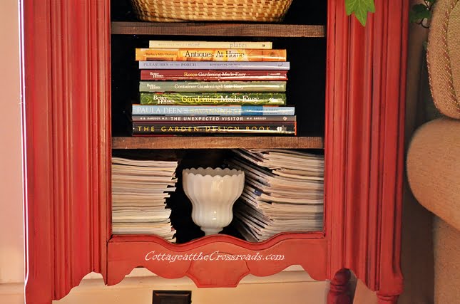 Red painted music cabinet