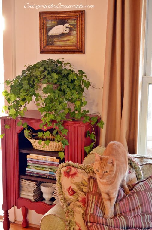 Red painted music cabinet