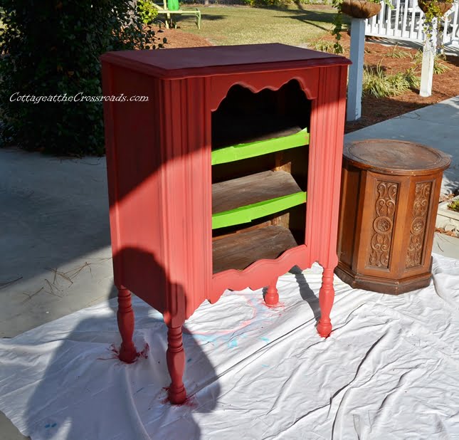 Red painted cabinet