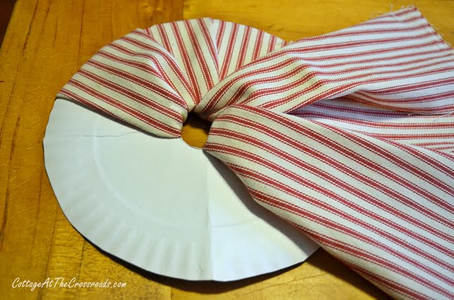 Red ticking peppermint twist pillow