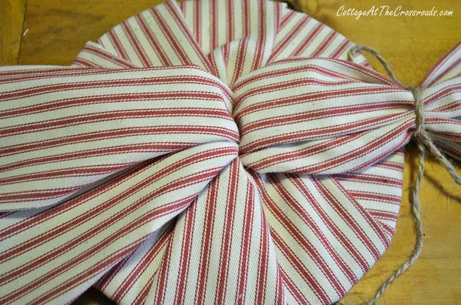 Red ticking peppermint twist pillow