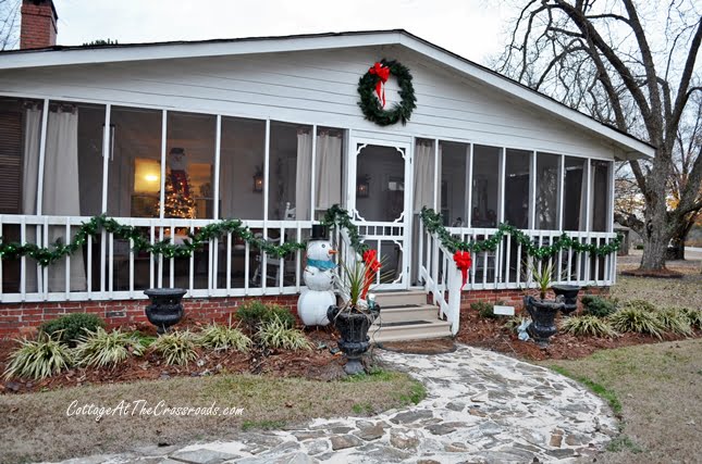 Christmas on the front porch-cottage at the crossroads