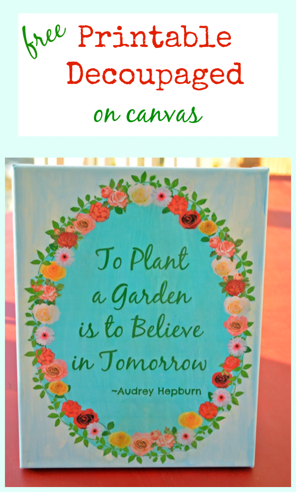 Free printable decoupaged on canvas | cottage at the crossroads