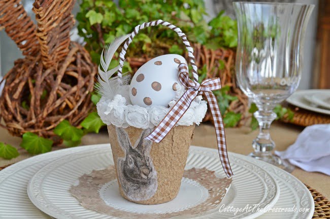 Neutral bunny tablescape | cottage at the crossroads