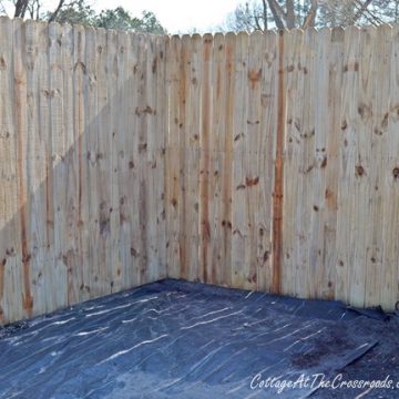 Wooden fence panels in the garden