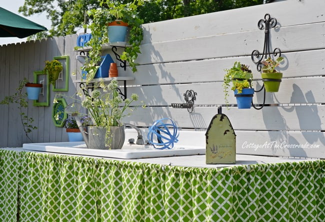 Potting bench skirt | cottage at the crossroads