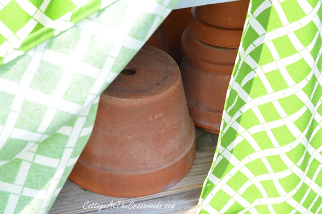Potting bench skirt | cottage at the crossroads