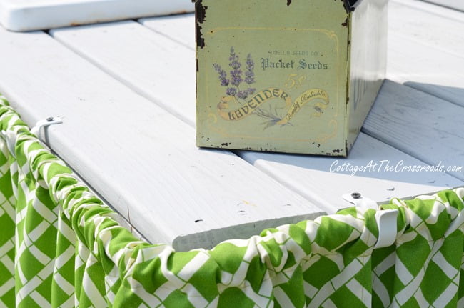 Potting bench skirt | cottage at the crossroads