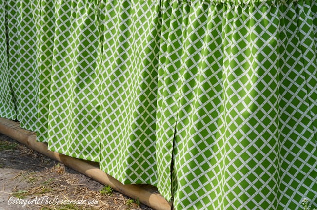 Potting bench skirt | cottage at the crossroads