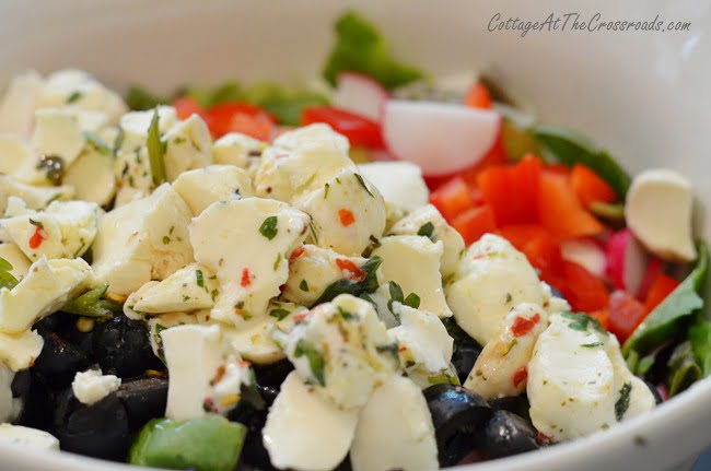 Tortellini mozzarella garden salad | cottage at the crossroads