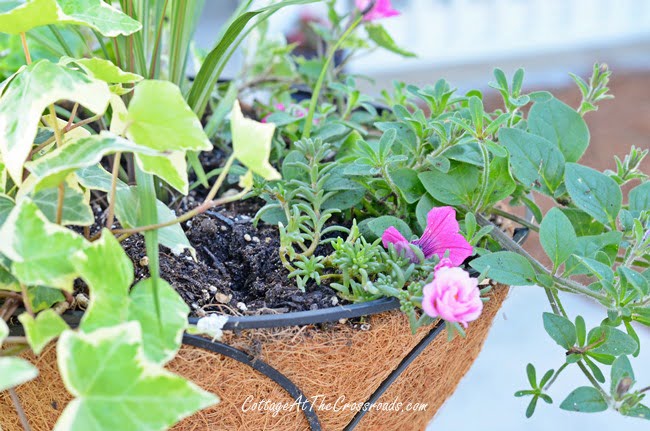 Flower pots on posts | cottage at the crossroads