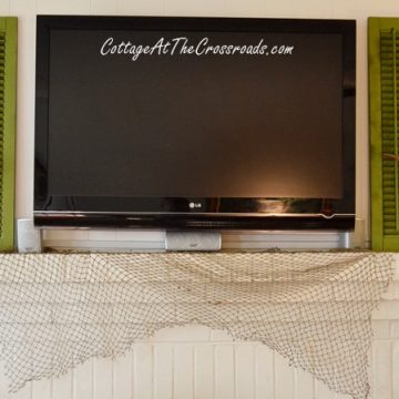 Using shutters to decorate around a flat screen tv | cottage at the crossroads