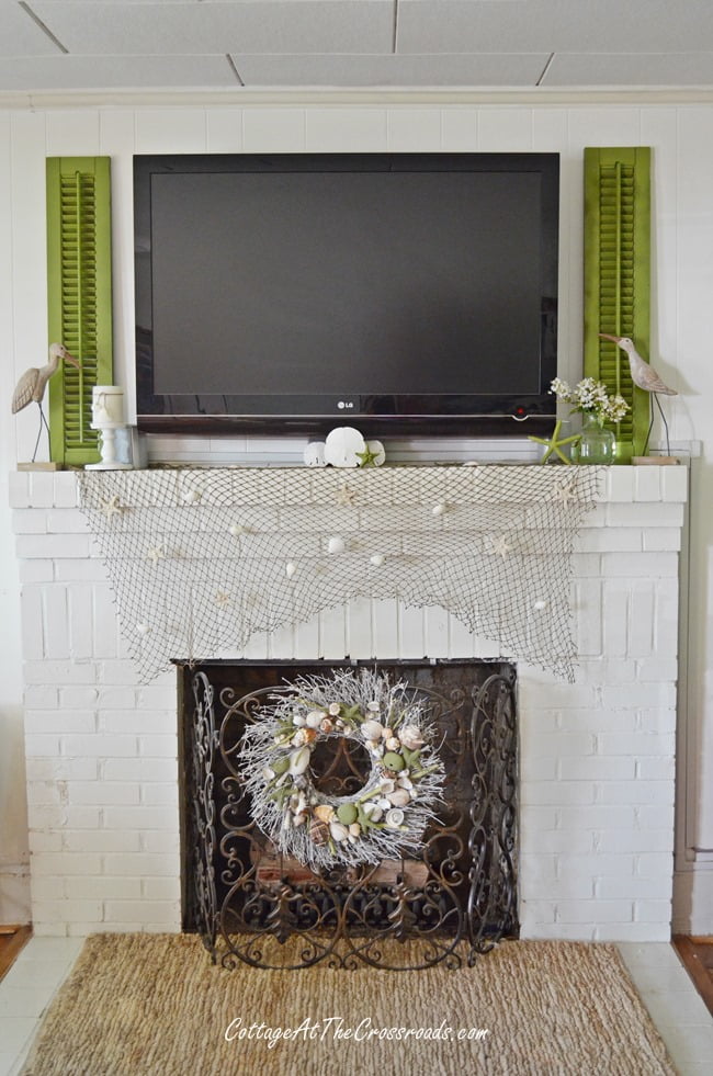 Using shutters around a flat screen tv | cottage at the crossroads