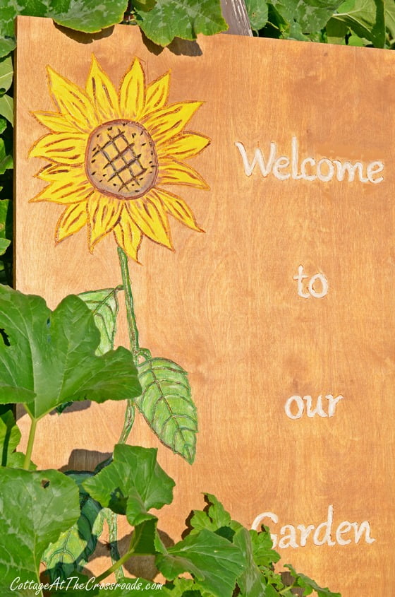 Wooden garden sign | cottage at the crossroads